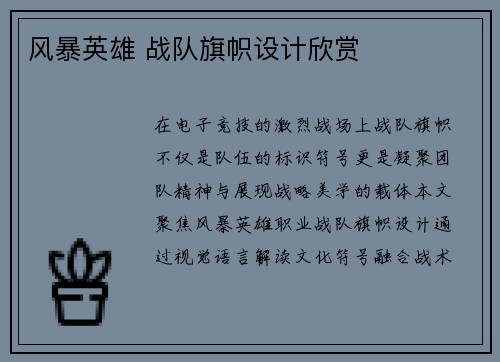 风暴英雄 战队旗帜设计欣赏